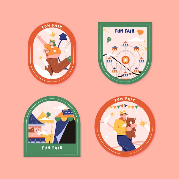 Free Vector flat design fairfun labels template