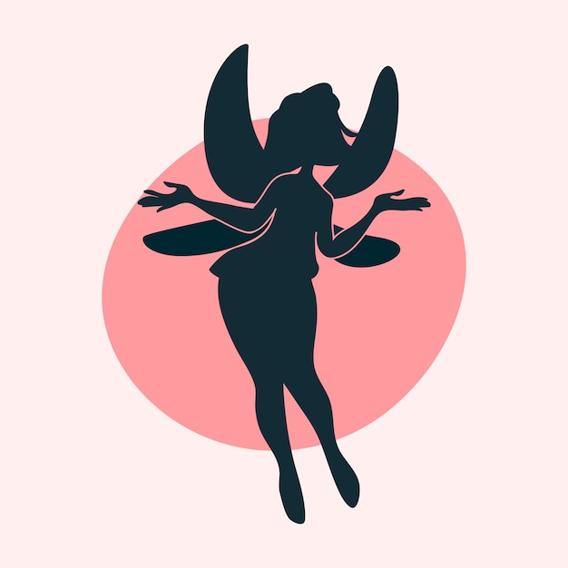 Flat design fairy silhouette illustration