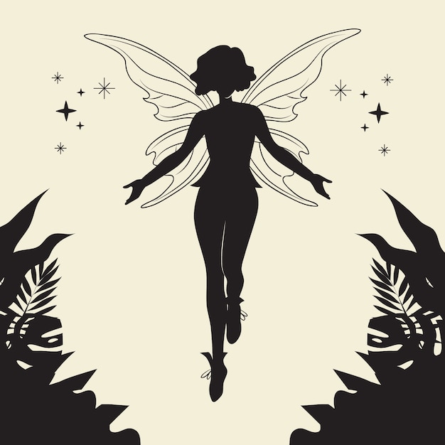 Free Vector flat design fairy silhouette illustration