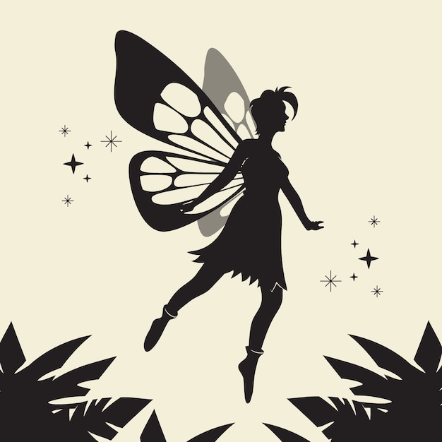 Free vector flat design fairy silhouette illustration