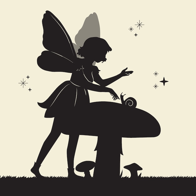 Flat design fairy silhouette illustration