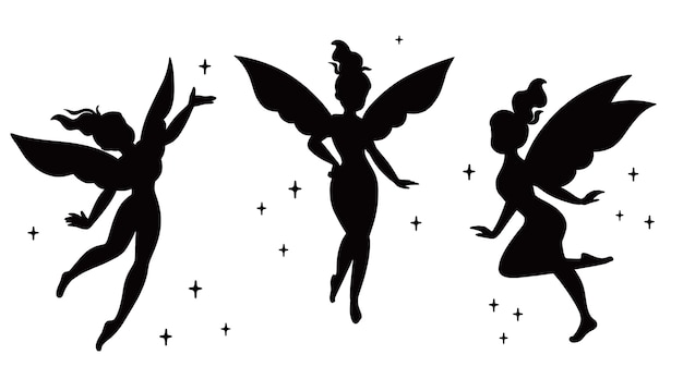 Free Vector flat design fairy silhouette illustration