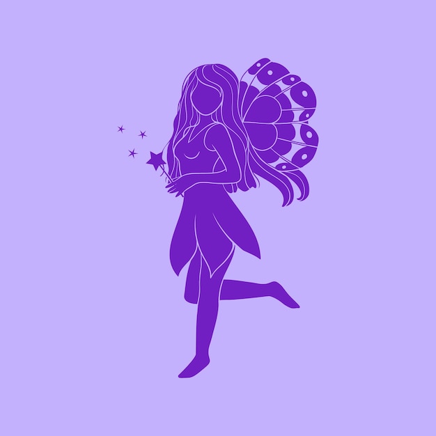 Free Vector flat design fairy silhouette illustration