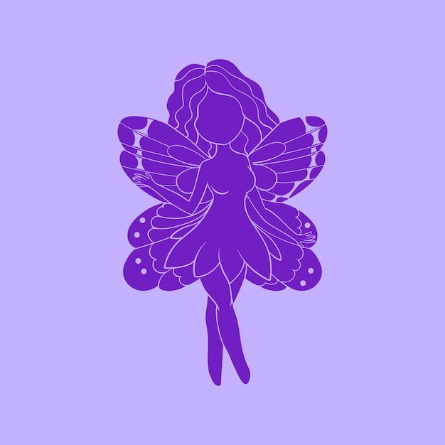 Flat design fairy silhouette illustration