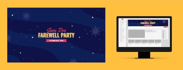 Free Vector flat design farewell party youtube channel art