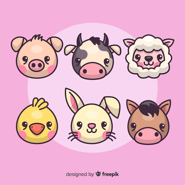 Flat design farm animal collection