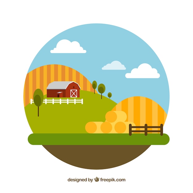 Free Vector flat design farm landskape