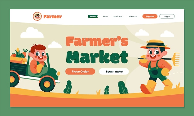 Flat design farm template design