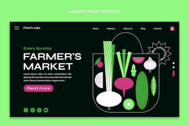 Flat design farmer's market landing page