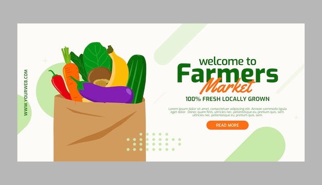 Flat design farmers market banner