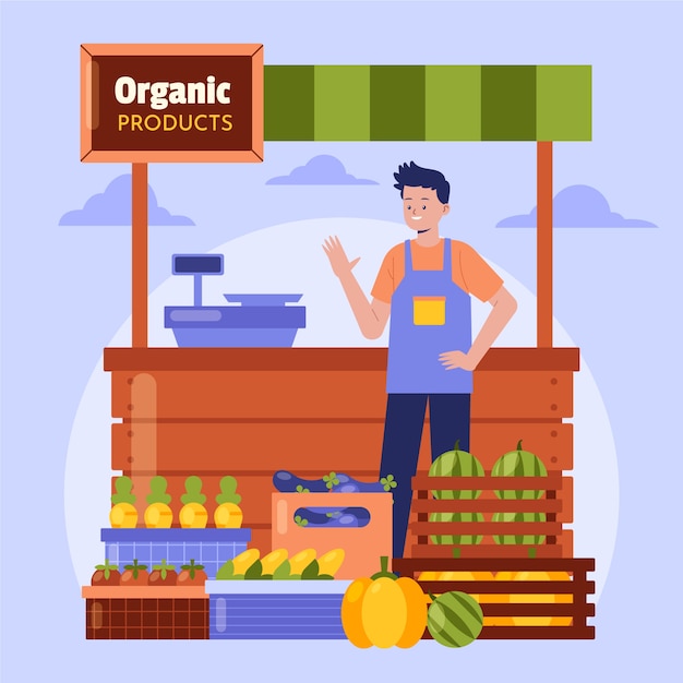 Free Vector flat design farmers market illustration