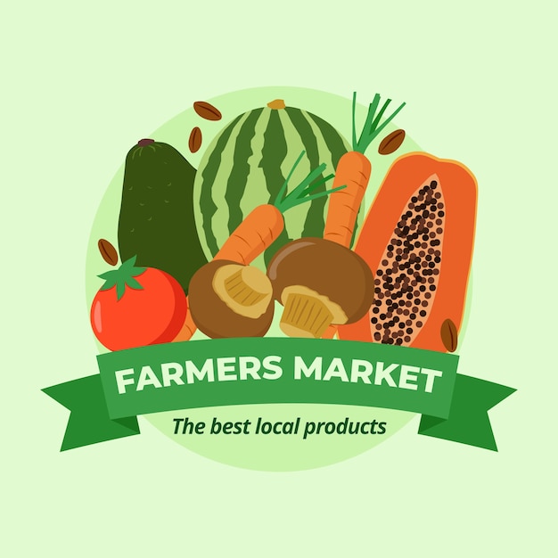 Free Vector flat design farmers market illustration