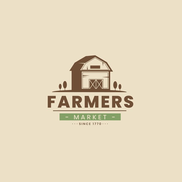 Flat design farmers market logo