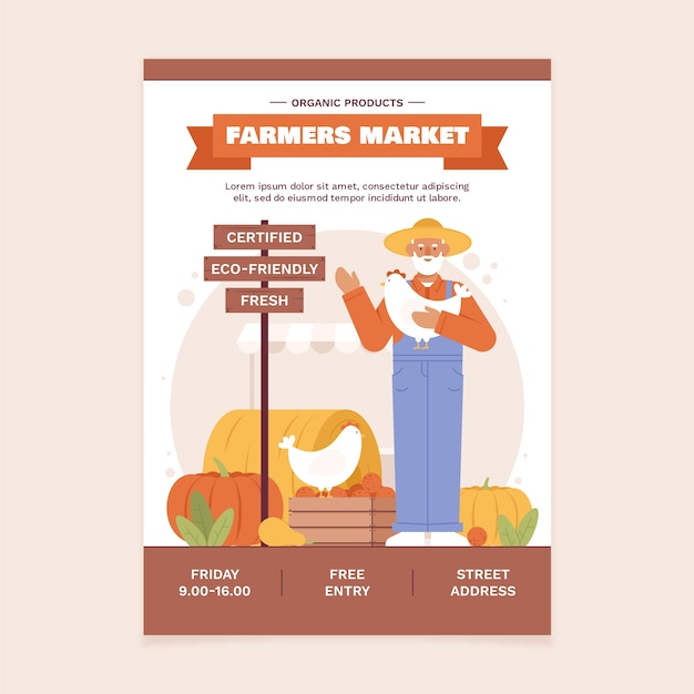 Free Vector flat design farmers market poster