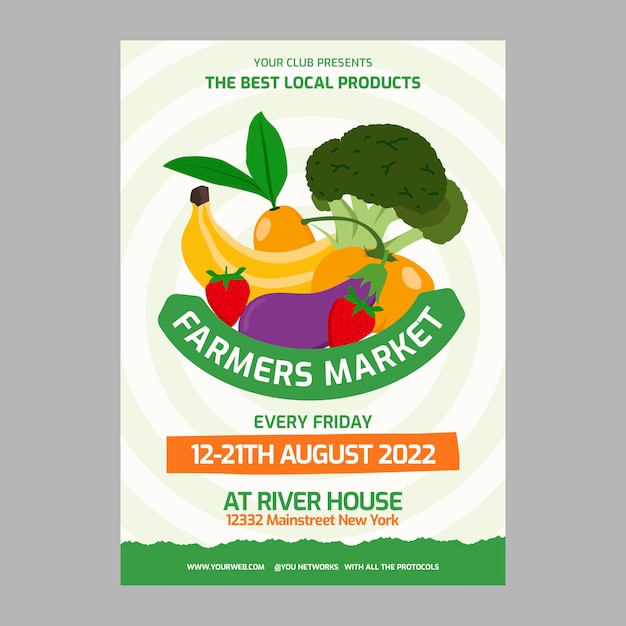 Flat design farmers market poster