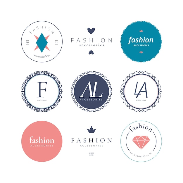 Flat design fashion accessories logo set