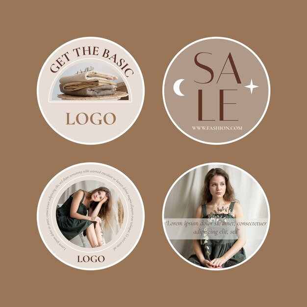 Flat design fashion collection labels