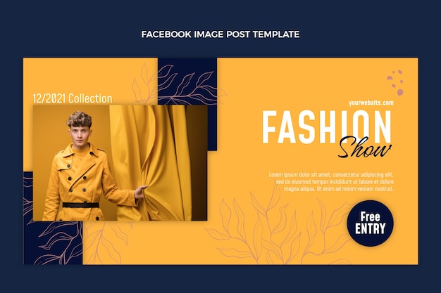 Flat design fashion show facebook post template