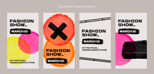 Free Vector flat design fashion show instagram stories template