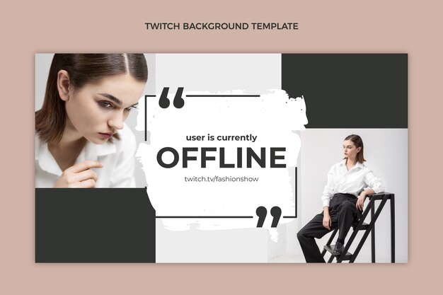 Flat design fashion show twitch background template