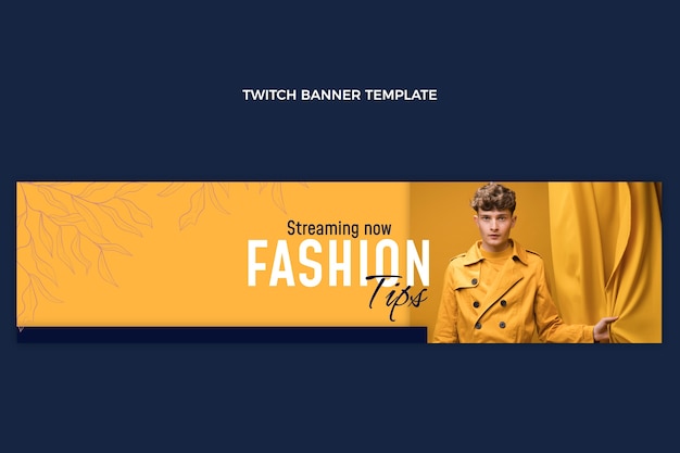 Flat design fashion show twitch banner template