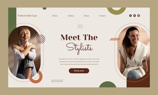 Flat design fashion stylist landing page