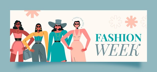 Flat design fashion week  facebook cover