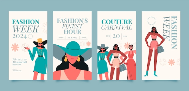 Free Vector flat design fashion week  instagram stories