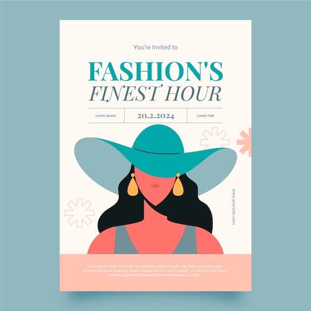 Free Vector flat design fashion week  invitation template