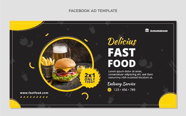 Free Vector flat design  fast food facebook template