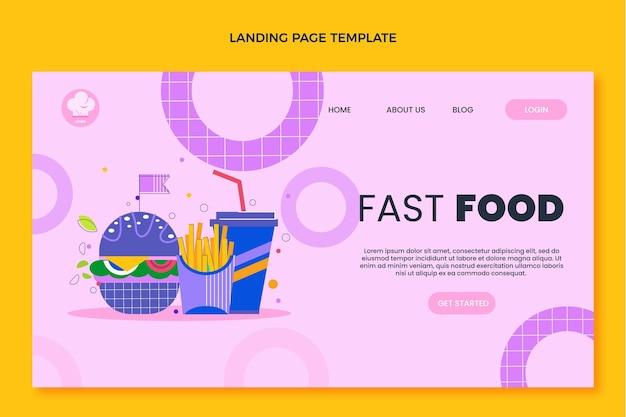 Flat design fast food landing page