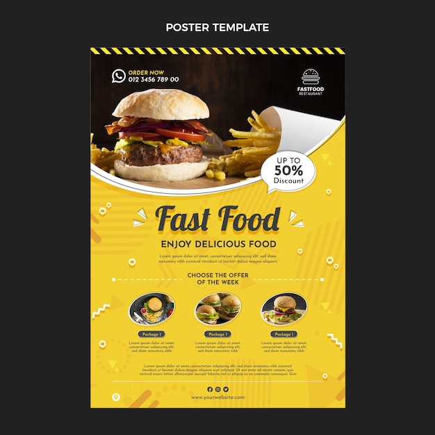 Free Vector flat design fast food landing page