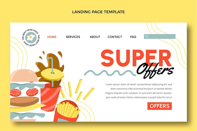 Free vector flat design fast food landing page