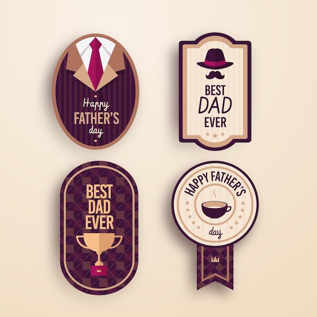 Free Vector flat design father's day labels