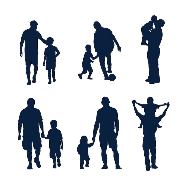 Flat design father and son silhouette