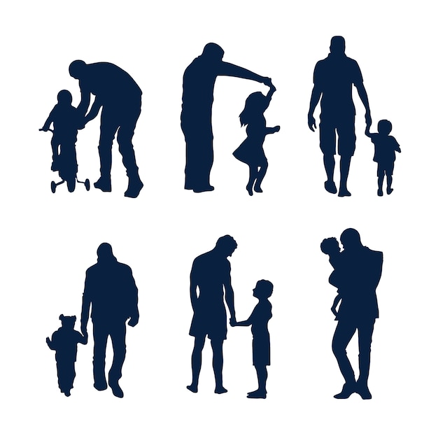 Flat design father and son silhouette