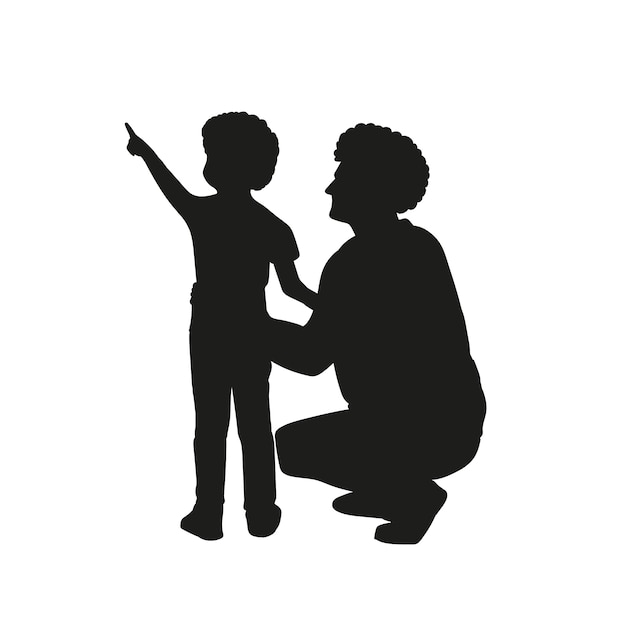 Free Vector flat design father and son silhouette