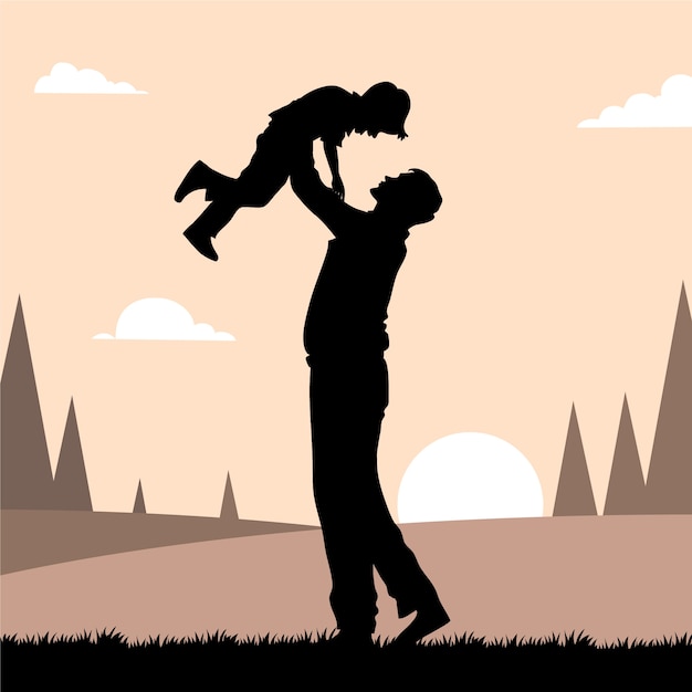 Free Vector flat design father and son silhouette