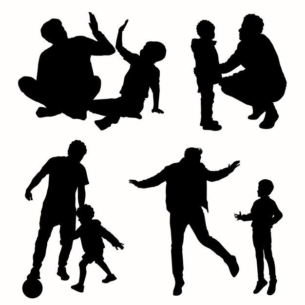 Flat design father and son silhouette