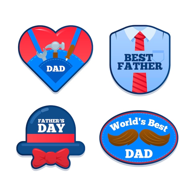 Free Vector flat design fathers day badges collection