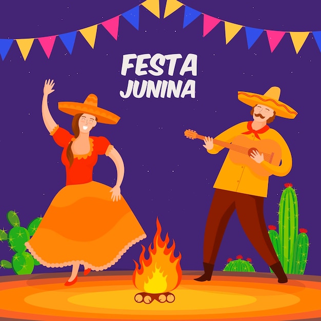 Flat design festa junina concept