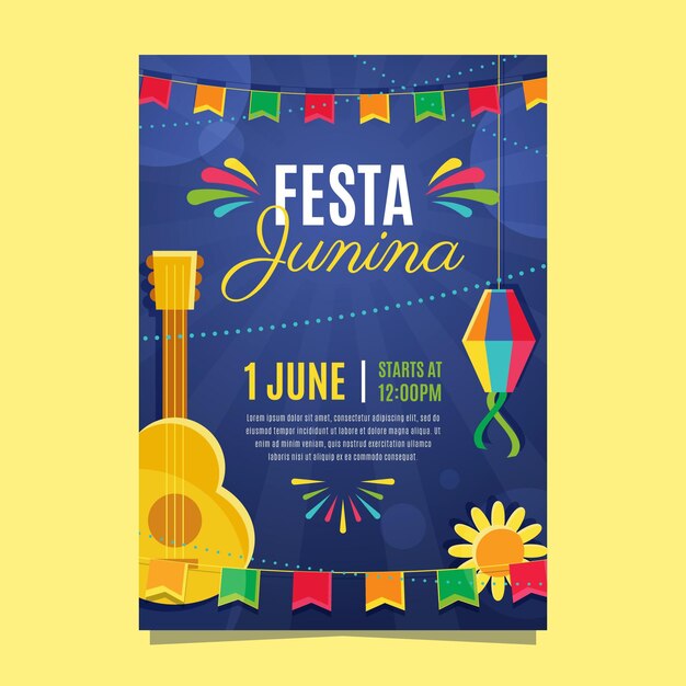 Flat design festa junina flyer