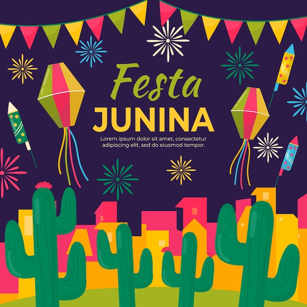 Flat design festa junina theme