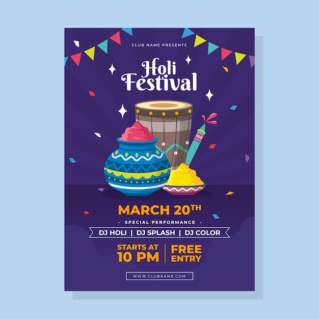 Free Vector flat design festival flyer template