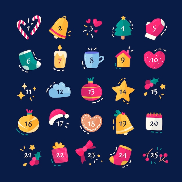 Flat design festive advent calendar