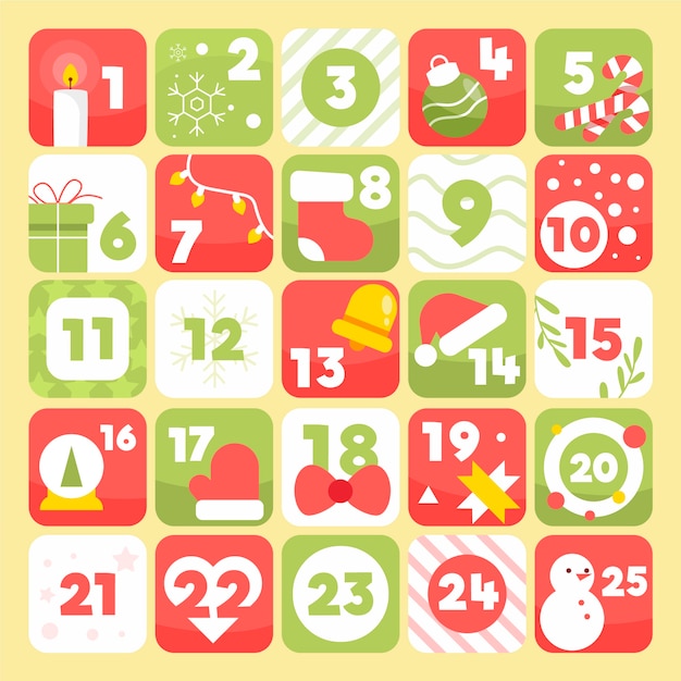 Flat design festive advent calendar