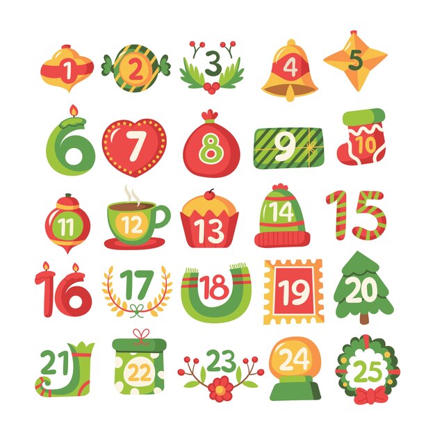 Flat design festive advent callendar