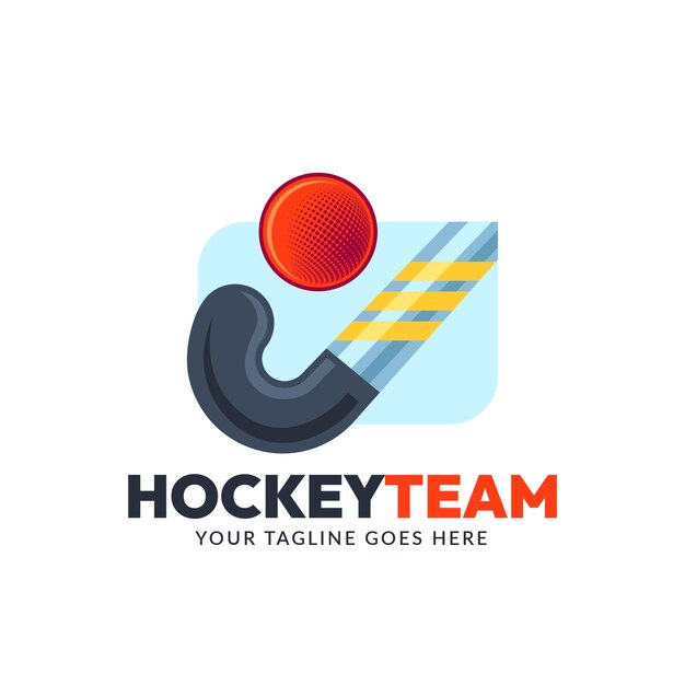 Flat design field hockey design logo