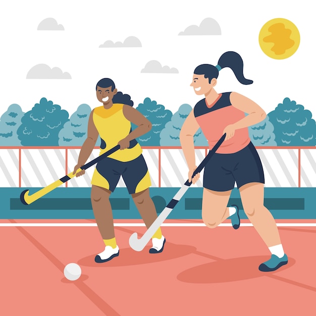 Free Vector flat design field hockey illustration