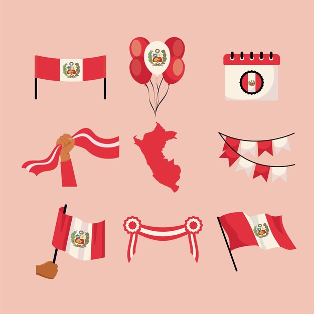 Flat design fiestas patrias element collection